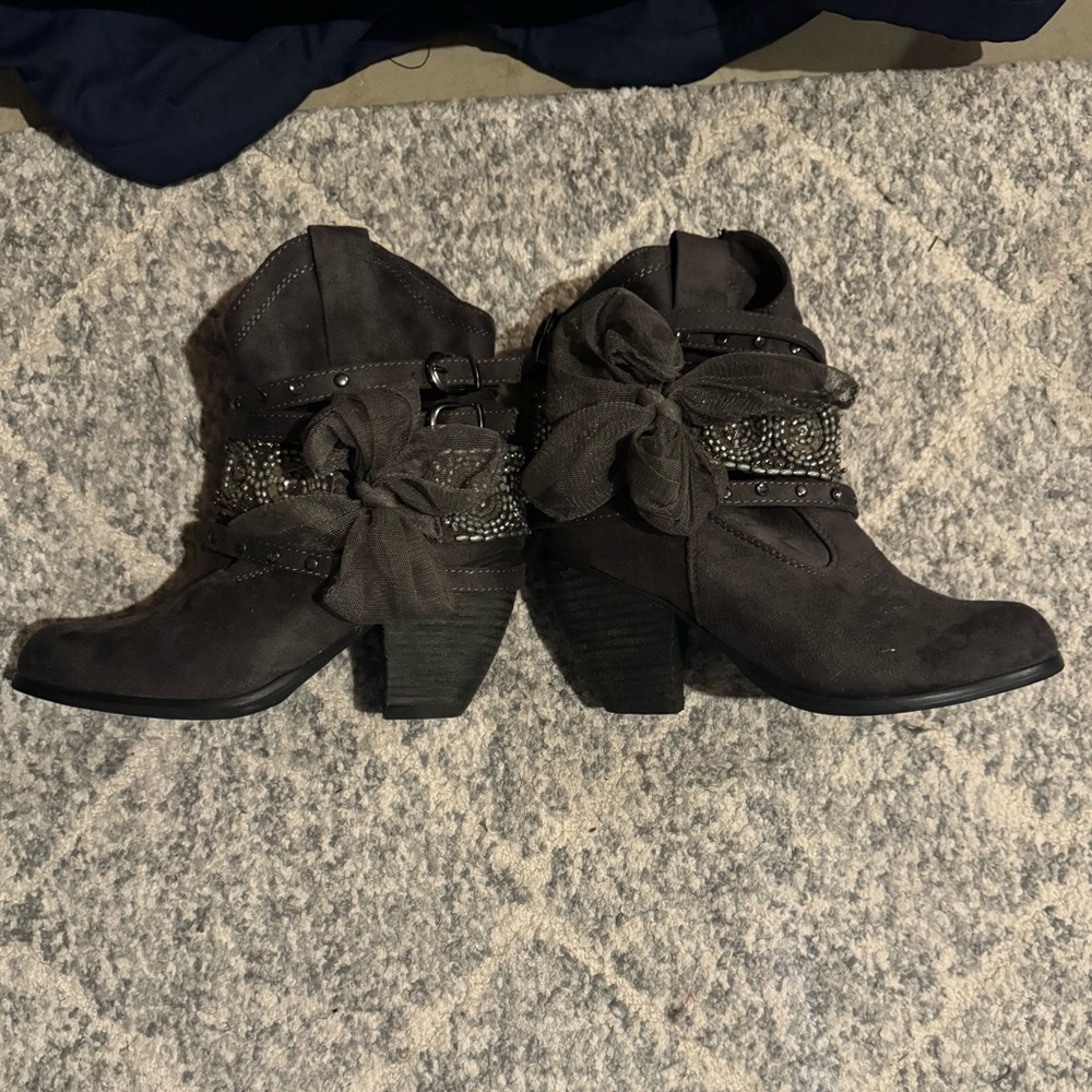 Not Rated gray embellished heeled bootie